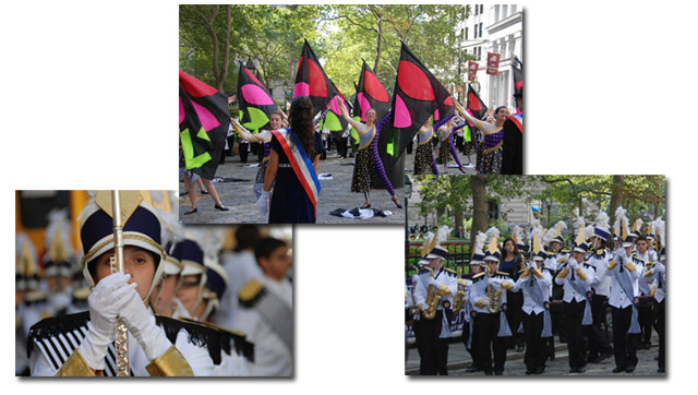 The Marching band and Dancers of Tottenville High School performed during the flag-raising ceremony