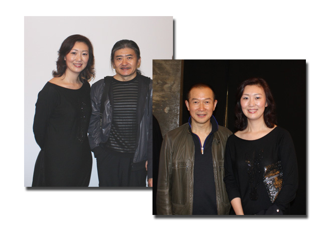 美中文化藝術基金會會長李麗與中國知名藝術家謤盾及劉歡合影於紐約曼哈頓
